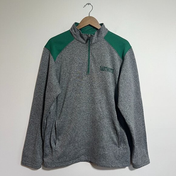 Dartmouth G1/4 Zip Gray and Green Medium Ivy League Pullover - Picture 1 of 4